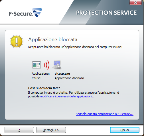 DeepGuard - Applicazione bloccata