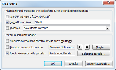 Outlook: Crea regola