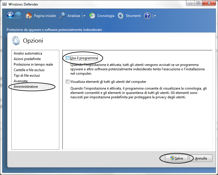 Windows Defender è disattivato