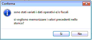 si vogliono memorizzare i valori precedenti nello storico?